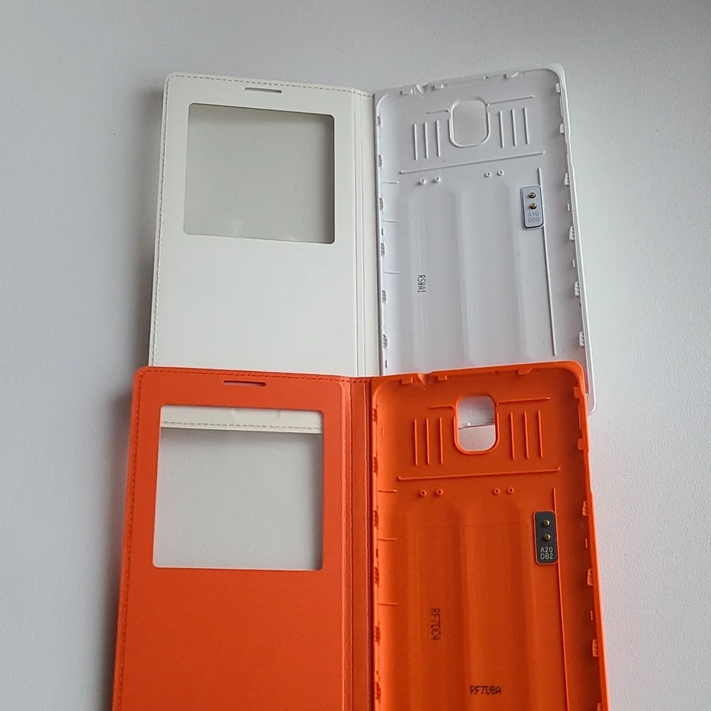 Samsung Galaxy Note 3 OEM S View Flip Cover Case Bundle Orange and White